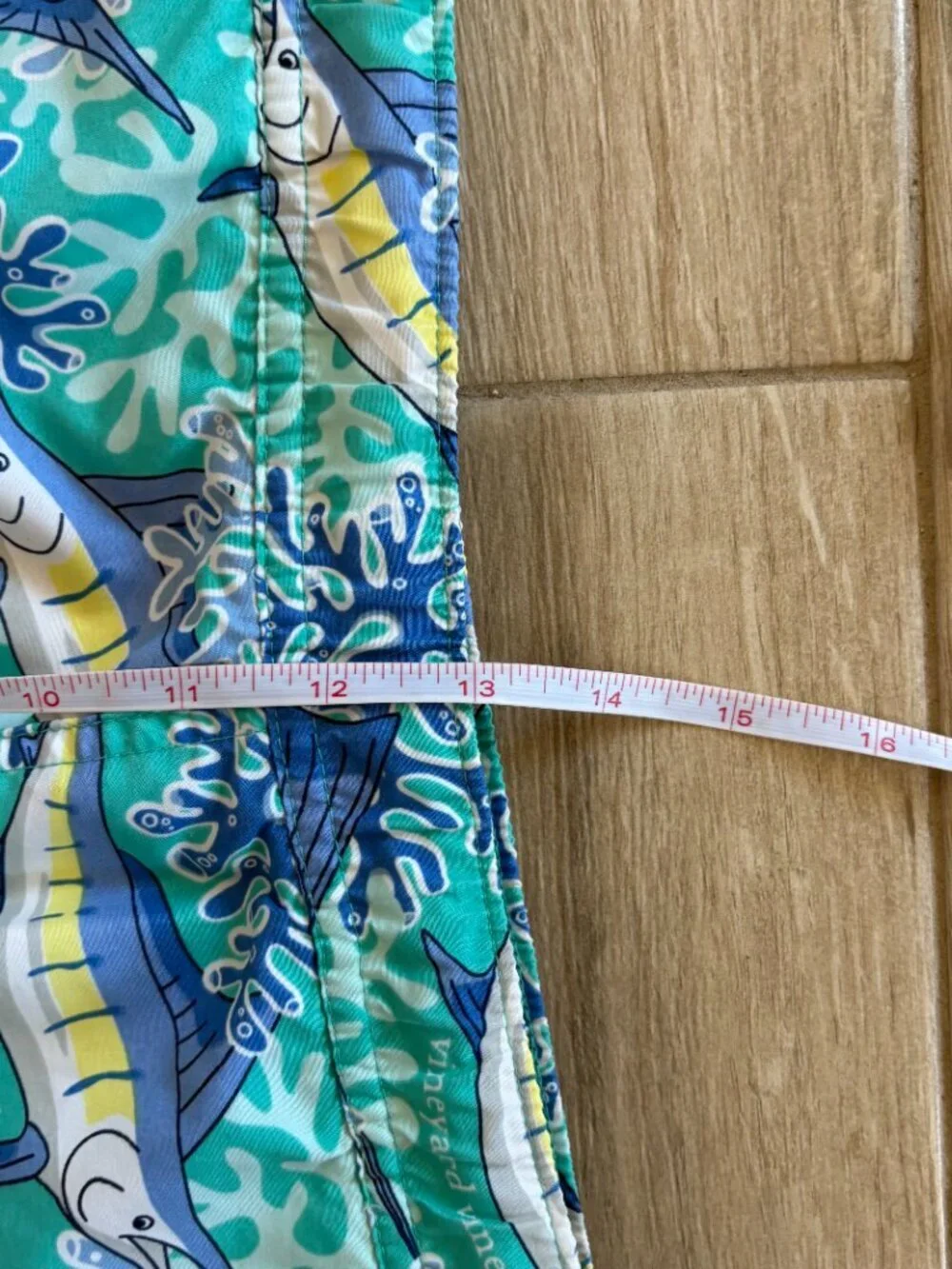 Vineyard Vines Chappy Printed Swim Trunks Men's XL Blue Marlin Beach Summer Fish
